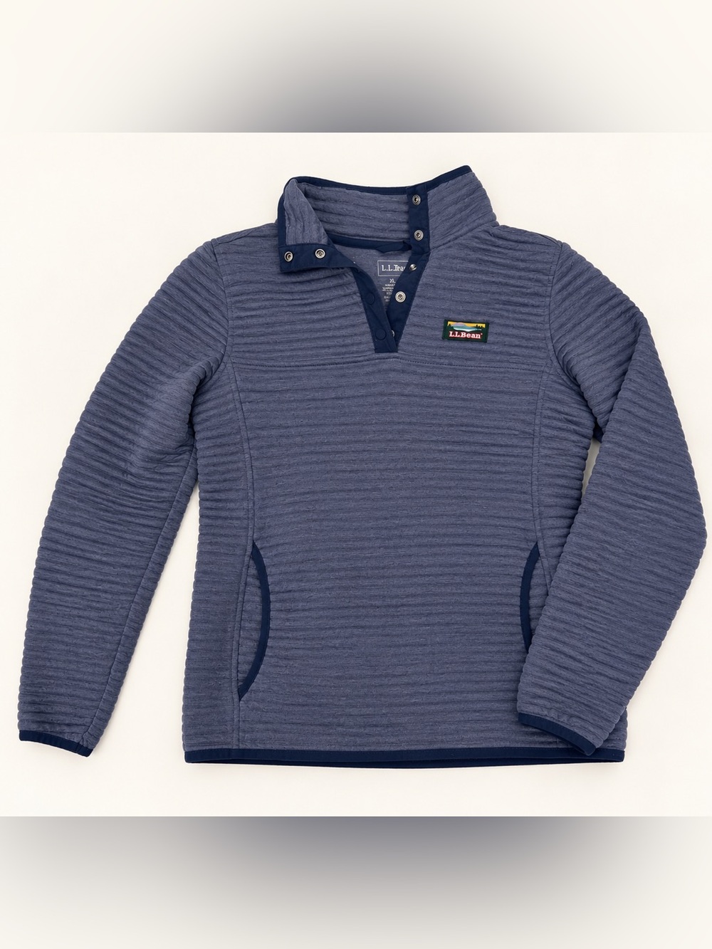 L.L. Bean Women’s Purple/Blue Quilted Zip-Front Pullover Sweater
